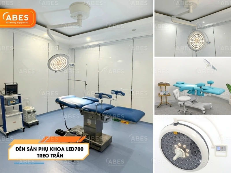 Đèn khám sản phụ khoa LED700 treo trần kết hợp với các loại bàn đẻ Đèn khám sản phụ khoa LED700 treo trần kết hợp với các loại bàn đẻ