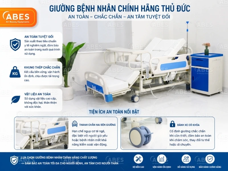 Giường bệnh nhân chính hãng đảm bảo an toàn cho người bệnh