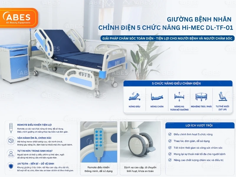Giường bệnh nhân đa năng chỉnh điện Hi-MEC DL-TF-01