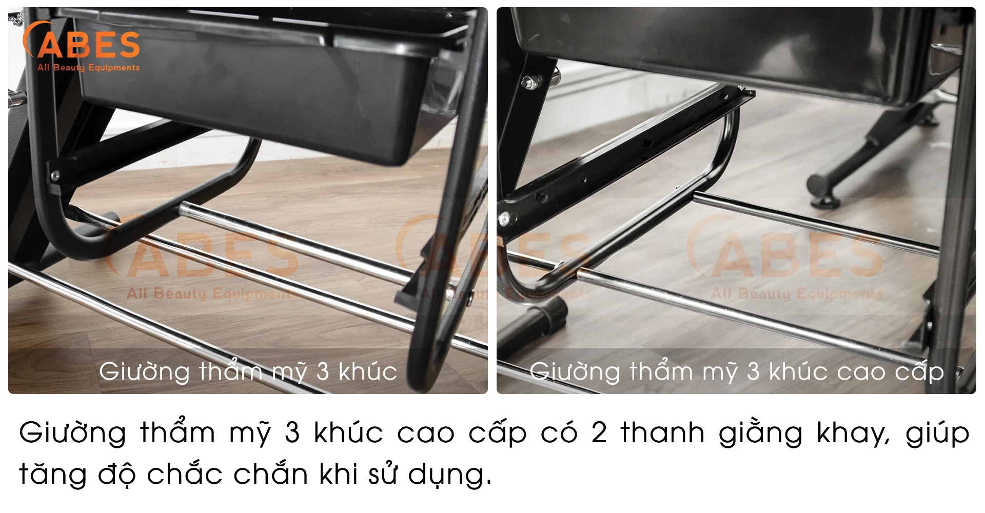 Giường thẩm mỹ 3 khúc với chiều cao mặt nê