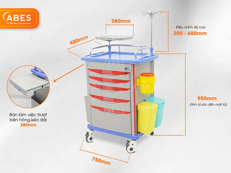 Xe Đẩy Thuốc Cấp Cứu Hi-MEC CQ-02 | ABES Việt Nam