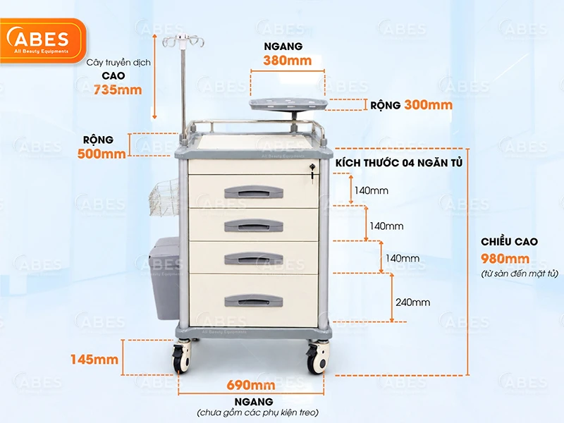 Xe Đẩy Thuốc Hi-MEC CQ-06 | Giá Tốt Tại ABES Việt Nam