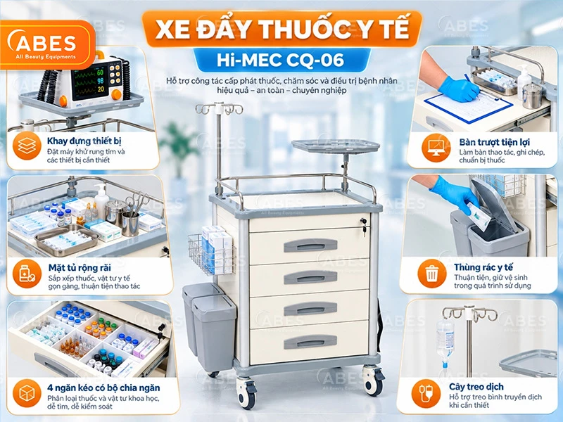 Xe Đẩy Thuốc Hi-MEC CQ-06 | Giá Tốt Tại ABES Việt Nam